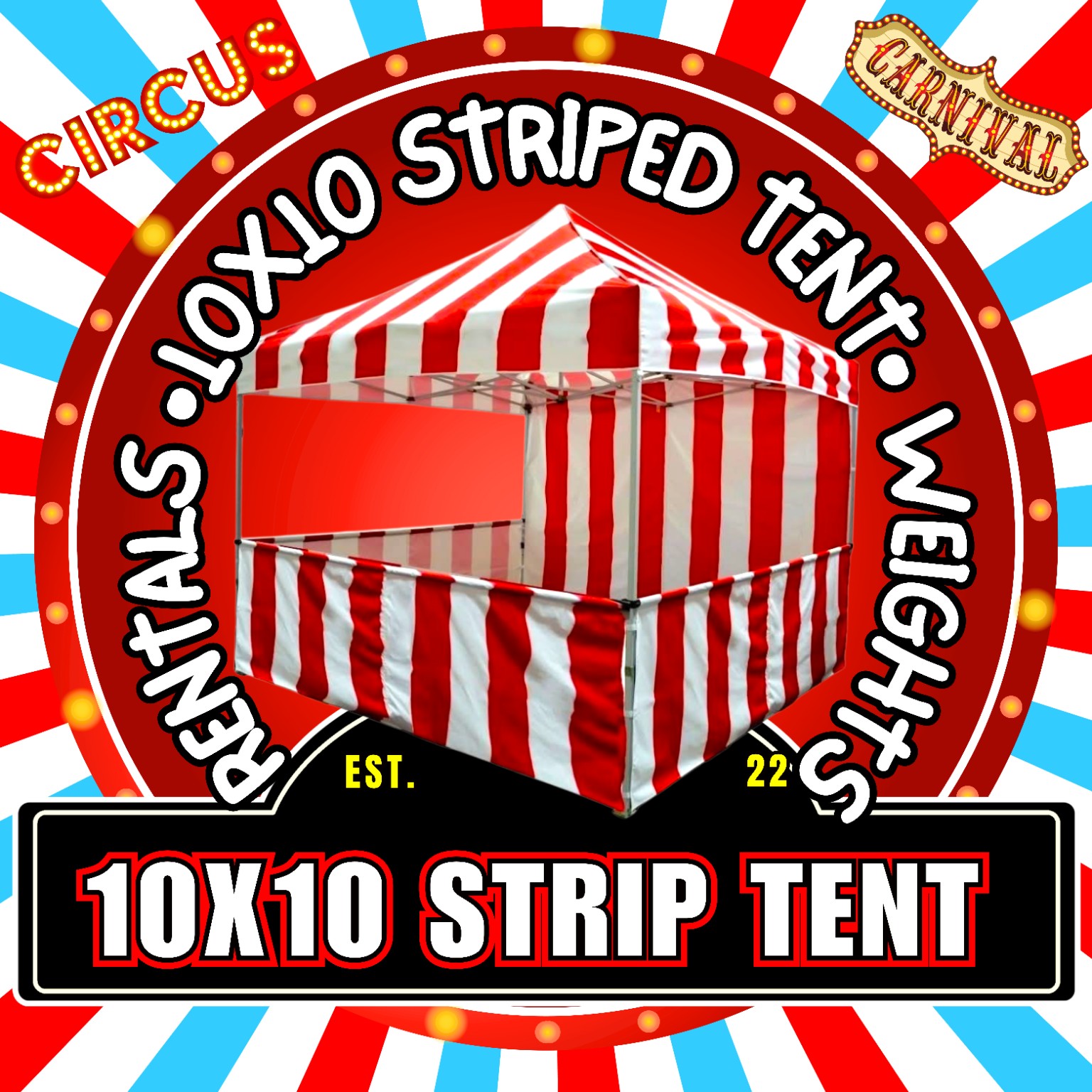 10x10 Striped Tent